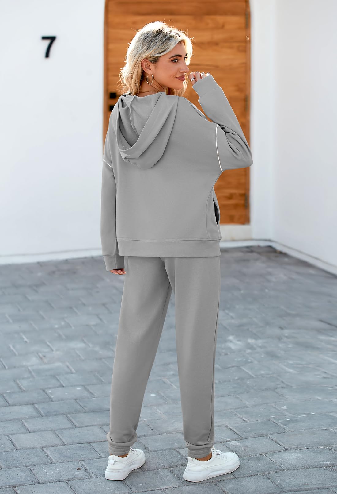 Fixmatti Women Hoodies Tracksuit Long Sleeve Sweatshirts Jogger Pant 2 Piece Outfits