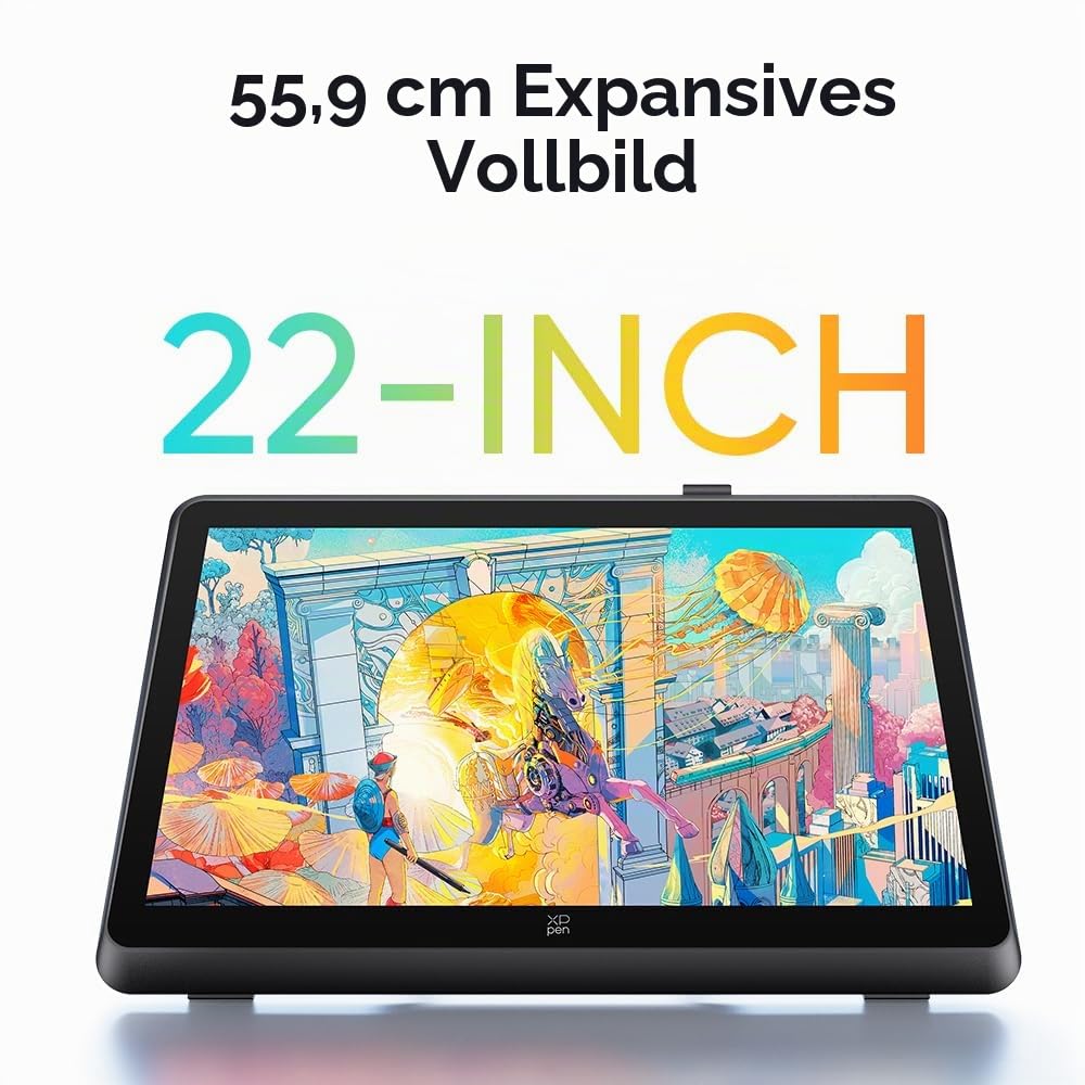 XPPen Artist 22 Plus Grafiktablett mit Display, 21,5 Zoll FHD 130% sRGB,16384 Druckstufen, Batterielos Stift, Entspiegeltes Bildschirm, kompatibel mit Windows MacOS Chrom Android Linux