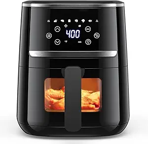 GarveeHome Air Fryer 5 QT 8-in-1 Functions, Air Fryer Oven with Touch Screen, Air Fry, Roast, Bake, Broil, Preheat Mode, Digital Small Air Fryer, Nonstick Dishwasher-Safe Basket, Black