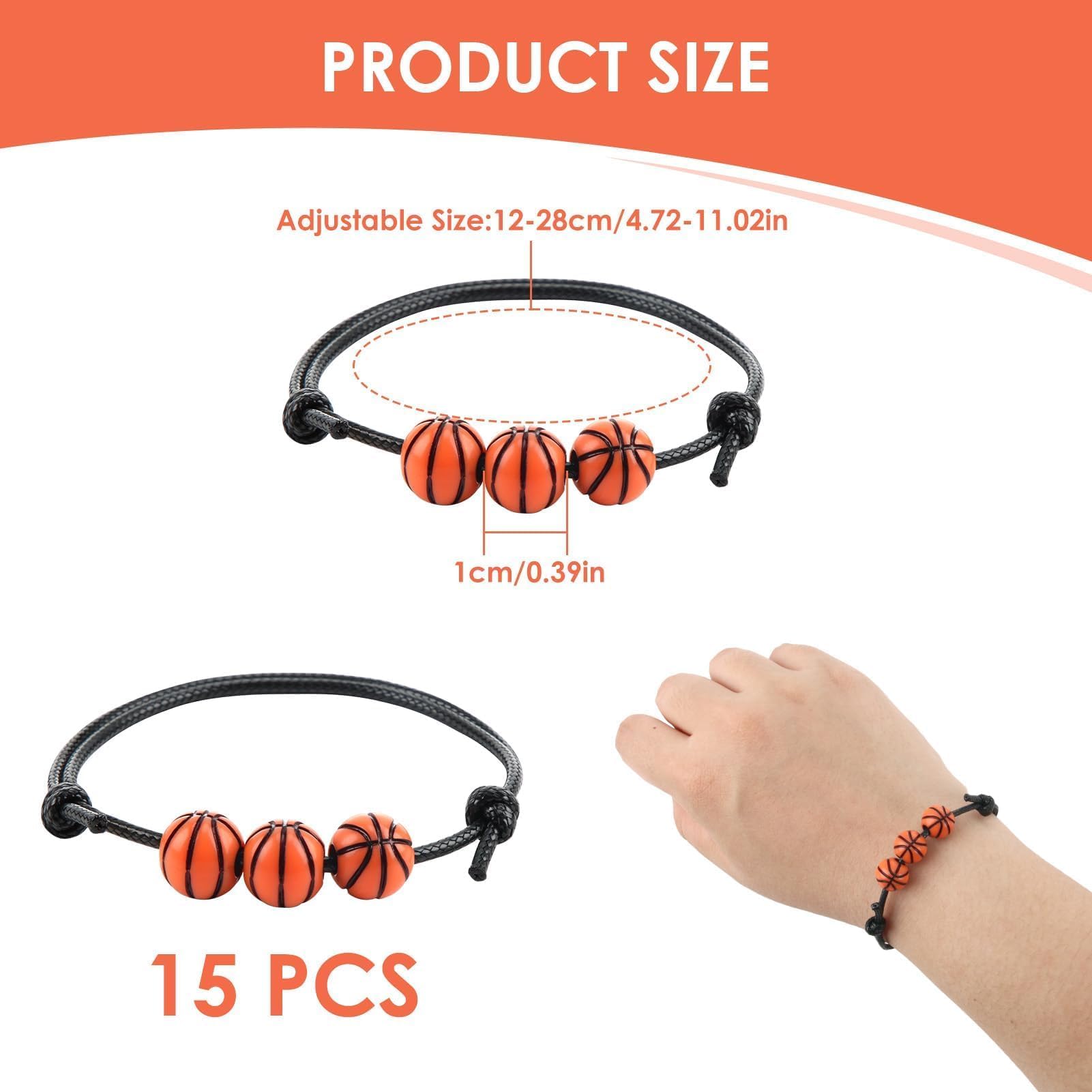 15 Pezzi Bracciali Intrecciati Basketball, Basketball Charm Braccialetti, Bracciali Basket Regolabili, Accessori Sport, Bracciale Basket per Adolescenti Adulti Bomboniere