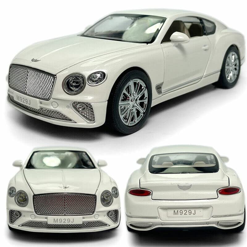 Image of Compatible for 1 /24 Bentley Continental GT Model Car Alloy Diecast Toy Car Collectible Pull Back Toy Vehicles with Sound and Light Door Can Be Opened for Girls Boys Gift-White