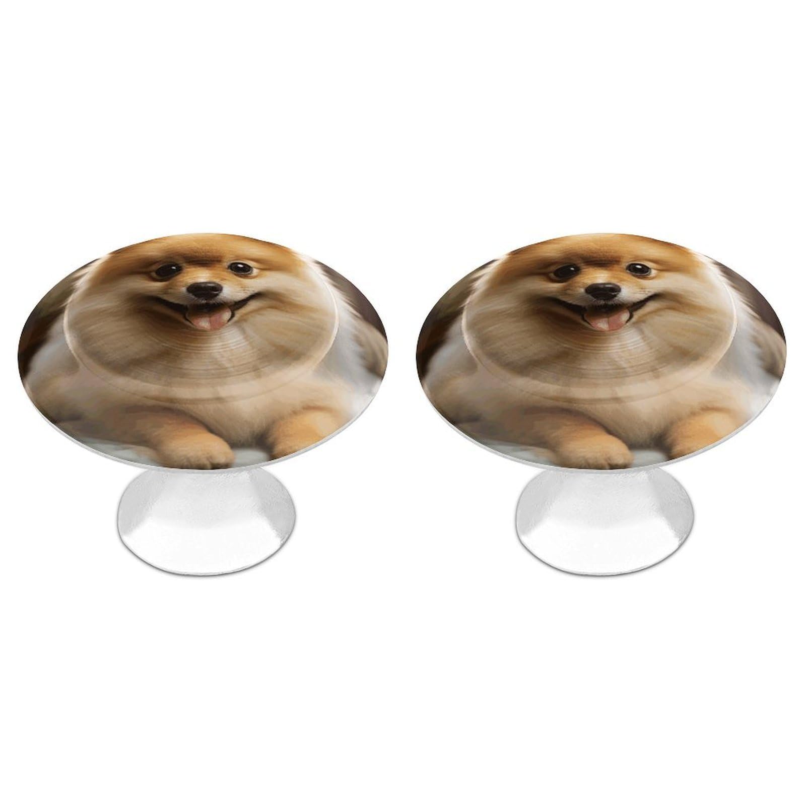 Vstadank Style Cute Pomeranian Dog Drawer Pulls Sturdy Stainless Steel Door Handle Round Cabinet Knobs Fashion Dresser Drawer Knobs Door Pulls Exquisite Cabinet Handles Furniture Pull 2Pcs