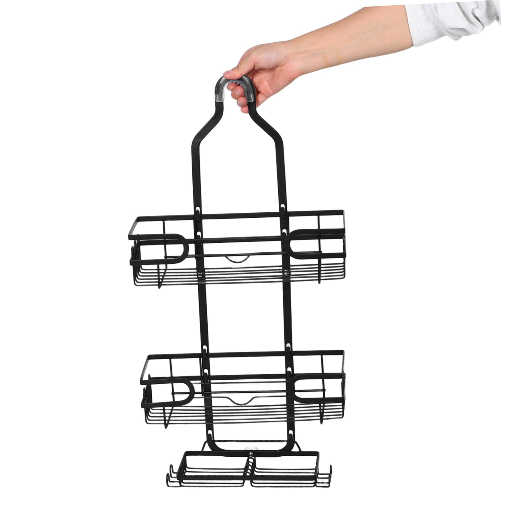 Mensola Doccia Ripiani in Metallo con Ganci Organizer Bagno Resistente all Umidità per Shampoo e Sapone Mensola da Parete Compatta per Bagni Piccoli