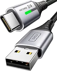 INIU Cabo de carregamento USB C, USB A para o tipo C 3.1A Cabo de carregamento rápido, Cabo de dados USB-C trançado iPhone 17 16 15 14 Pro Max Phablet Phone Samsung A56 S25 S24 Xiaomi [2M]