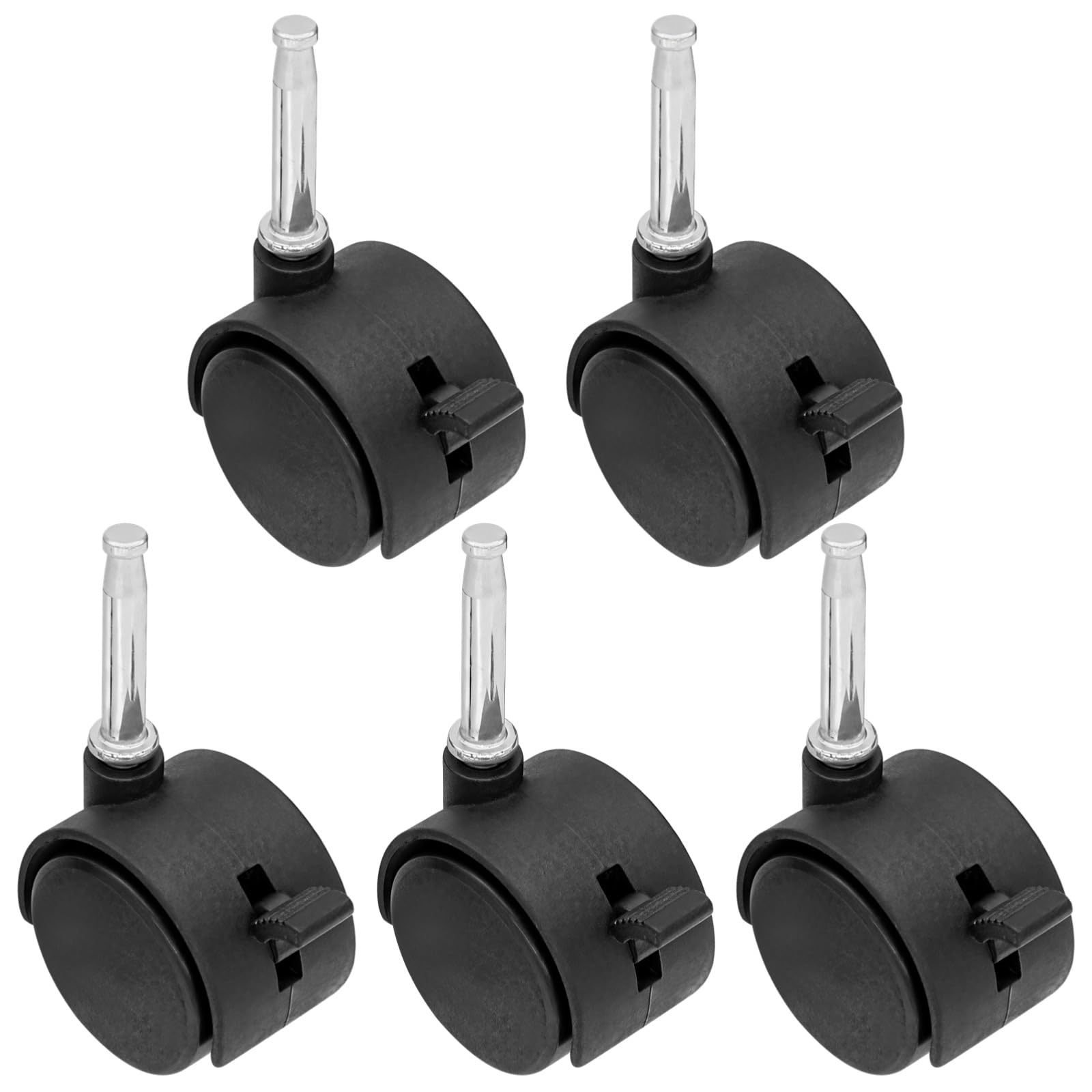 5 PCS Stem Caster Wheels, 2 Inch Mini Crib Wheels with Brakes, Rolling Wheel Replacement, Shop Vac and Rolling Cart Accessories