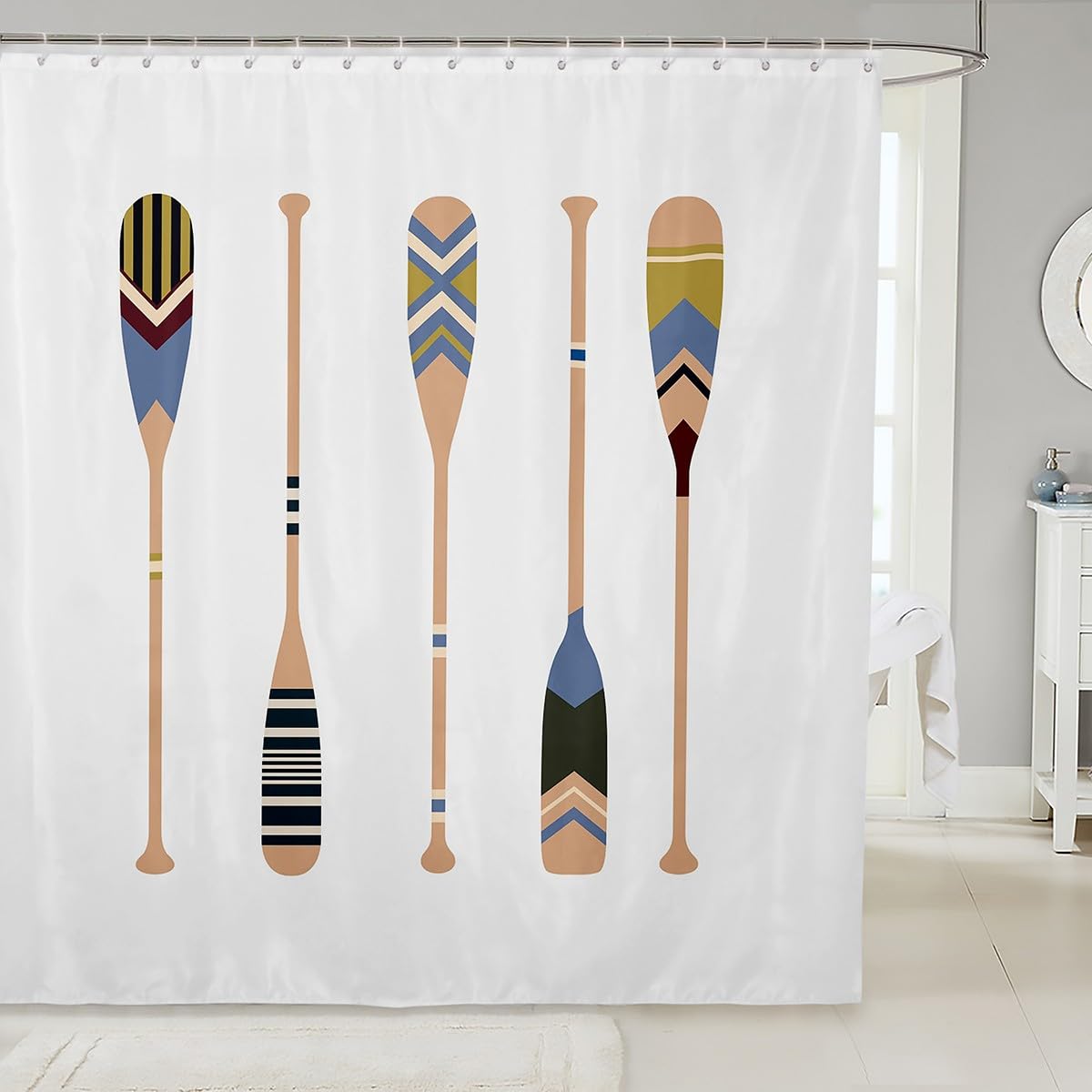 Rideau de douche imperméable 183x183 cm avec 12 crochets pour salle de bain homme