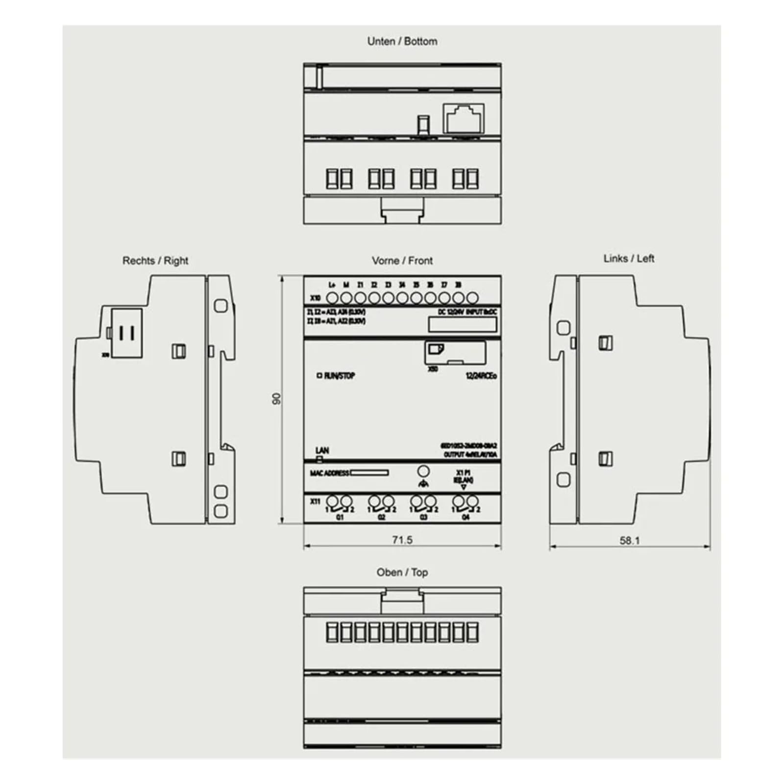 Module PLC industriel, 6ED1052-2MD08-0BA2 entrée 4 sorties relais module d'entrée numérique