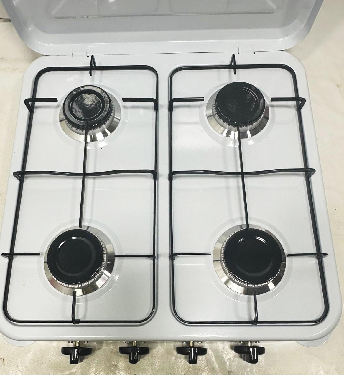 Cocina de Gas Butano Portátil 4 Fuegos 8,8 kW, Hornillo de Gas Portátil con Fuego Ajustable, 4 Quemadores de 75,5 mm, para Butano y Propano.(4 Fogones)