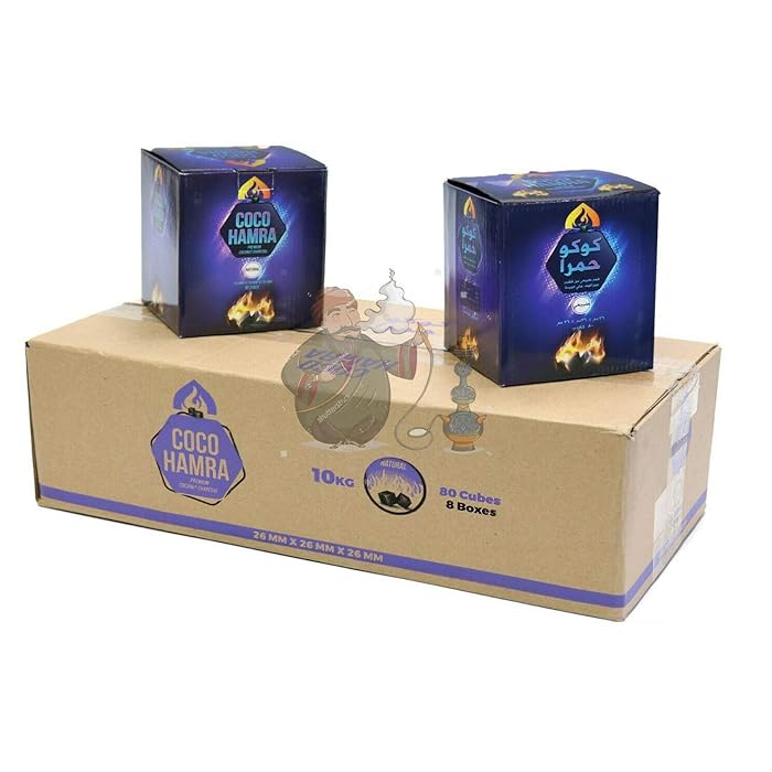 Buy Coco Hamra 640 Pcs 10KG Natural Coconut Hookah Charcoal Cubes
