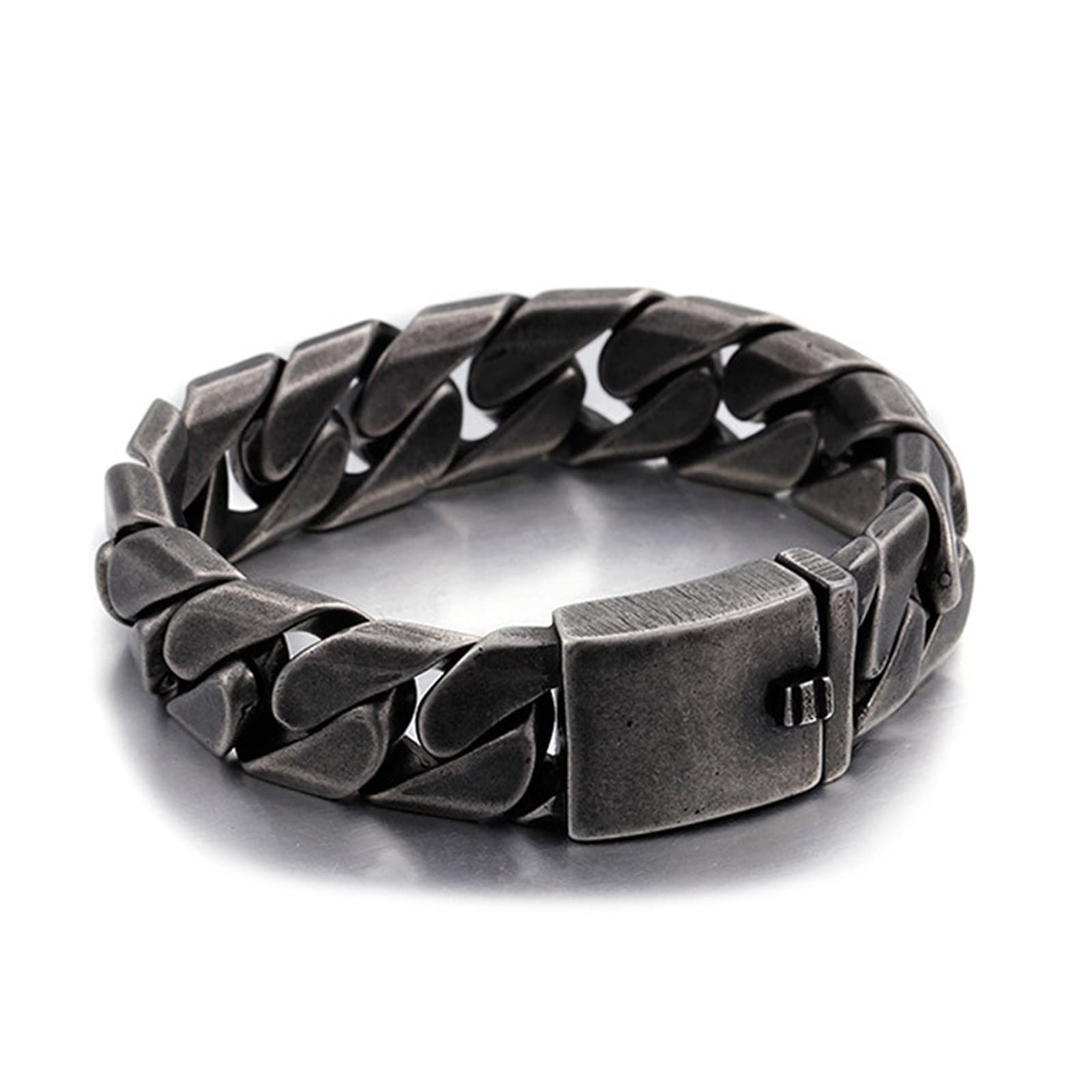 Armkette Herren in Edelstahl, Panzerkette Personalisiertes Armband Geschenkidee für Männer, 22cm Länge, 17mm Breite, Schwarz