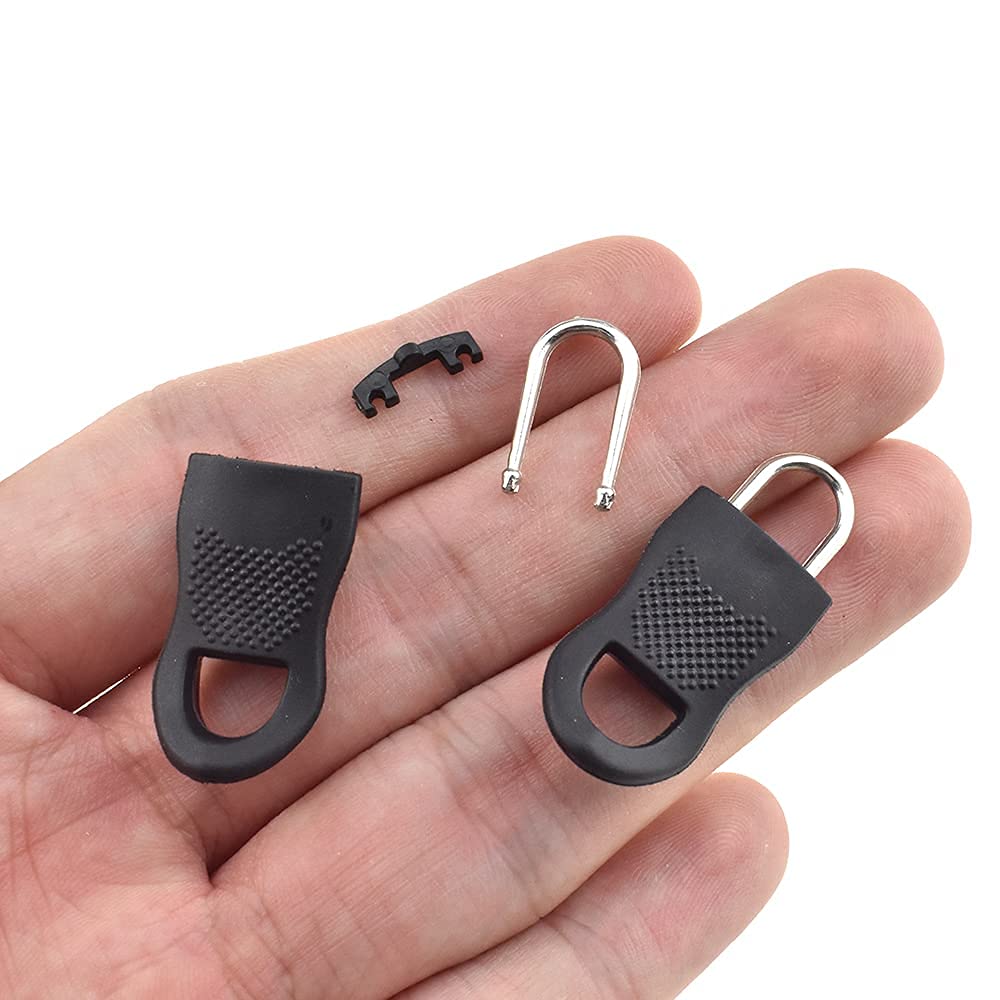 G.FIDEL Metal Zipper Pull Tab Tag Handle Fixer, 0.06 inch 1.6 mm Small Clasp Diameter, Black, Set of 5