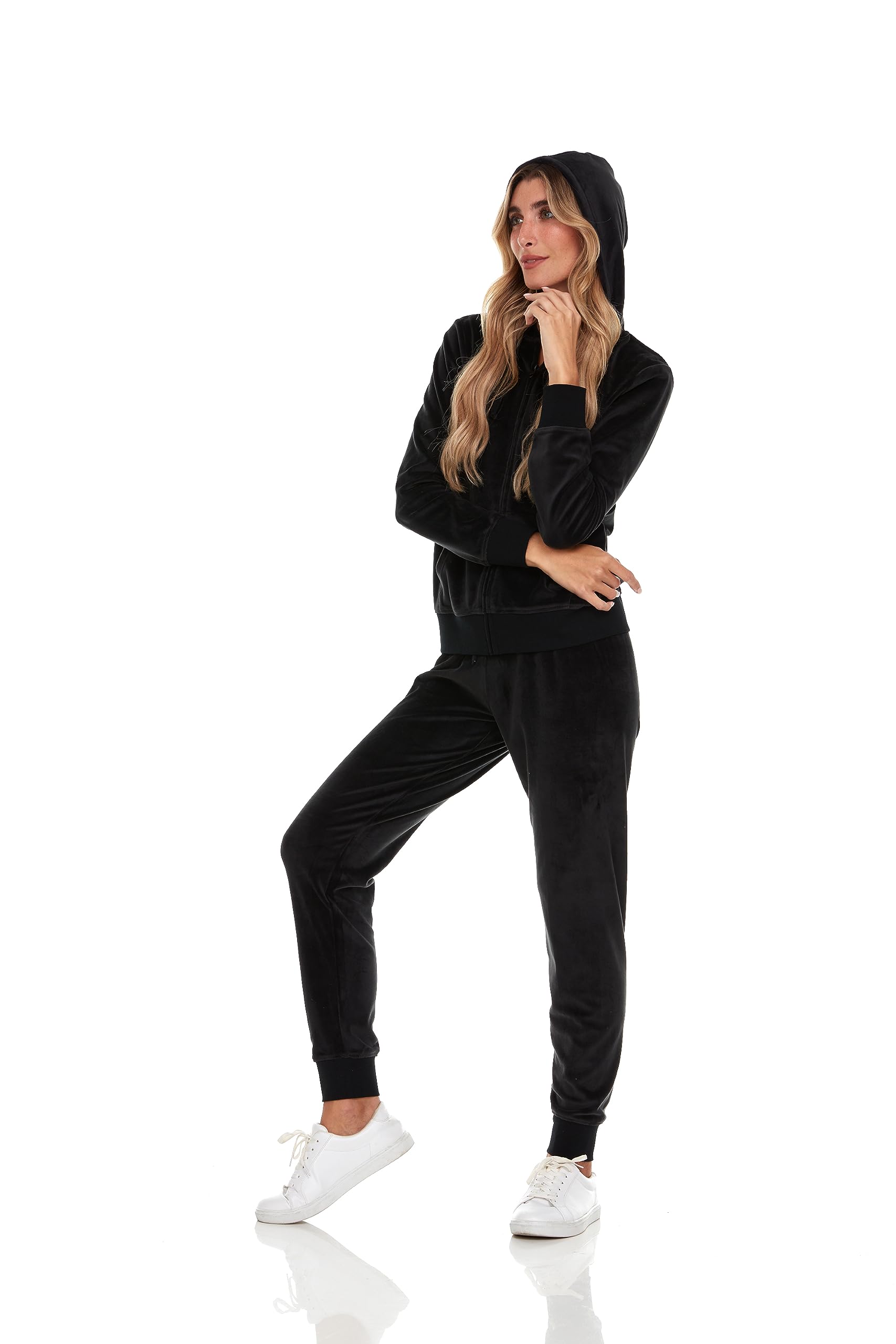 Cheetah Conjunto deportivo de terciopelo de 2 piezas para mujer, sudadera con capucha y pantalones deportivos para mujer