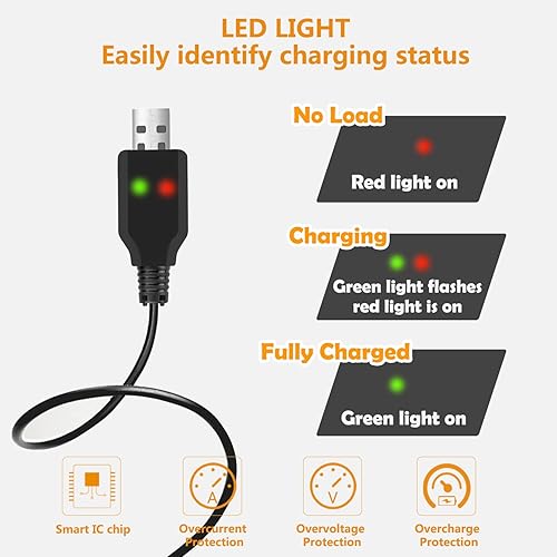 Miniatura 6 de VICMILE Batería de iones de litio de 74 V 2000 mAh 2S con enchufe SM 2P batería recargable de alta capacidad con 1 cargador USB para coche RC RC