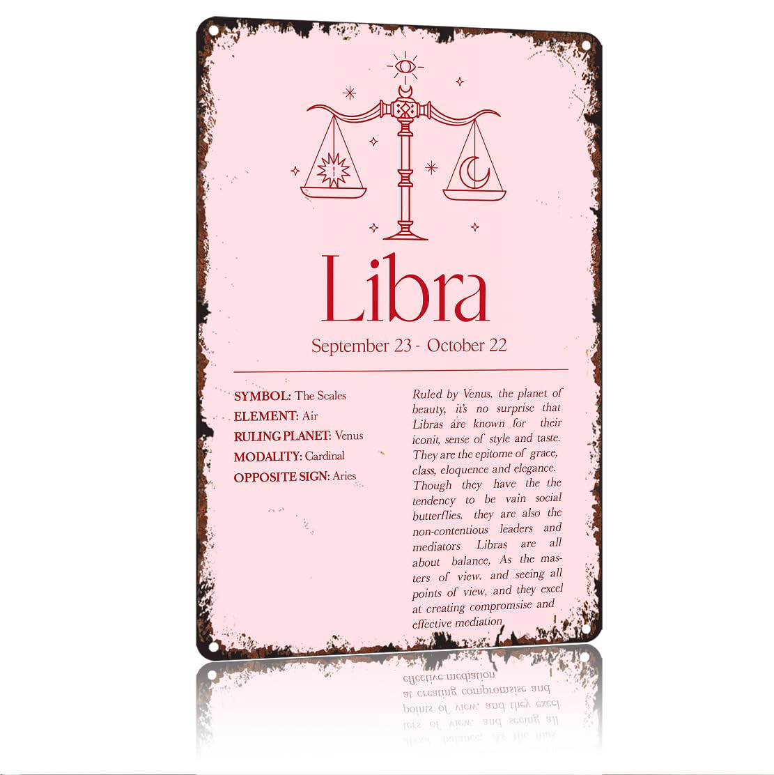peiyeety Libra Funny 8x12 Inch Aluminum Vintage Metal Tin Signs-For Living Room Kitchen Bedroom Patio Porch Men'S Nest Wall Decor