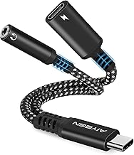 2 in 1 USB C to 3.5mm Headphone and Charger Adapter, USB C PD 3.0 Quick Charge Port to Aux Audio Jack and 60W Fast Charge Compatible with Google, Samsung (Black)