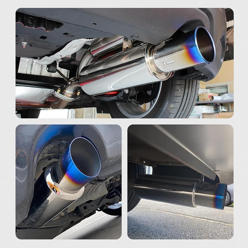 Silenziatore per auto con ingresso da 63 mm, silenziatore in acciaio inossidabile, silenziatore turbo regolabile e rimovibile con funzione di overrun