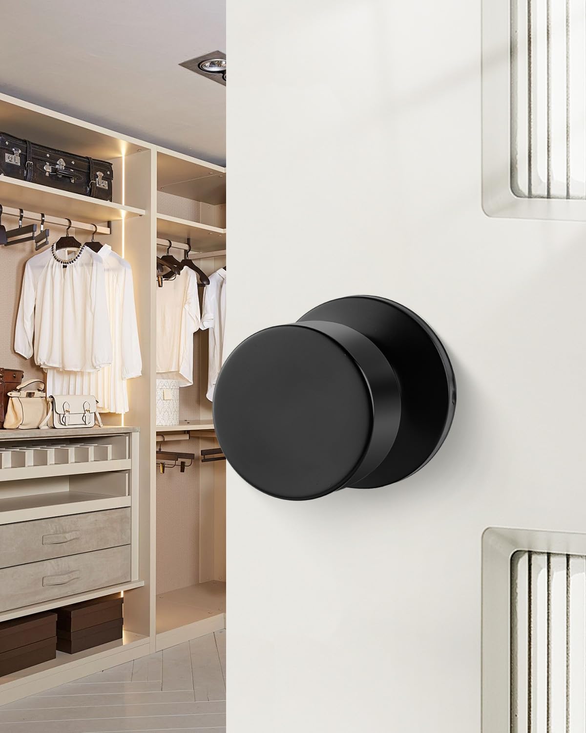 Haidms Matte Black Closet Door Knobs - 6 Pack -2