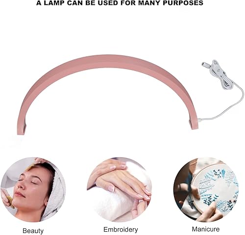 Miniatura 7 de Lámpara de escritorio de uñas de media luna de 22 pulgadas, lámpara LED de belleza con llave táctil de media luna, lámpara de pestañas de tecnología