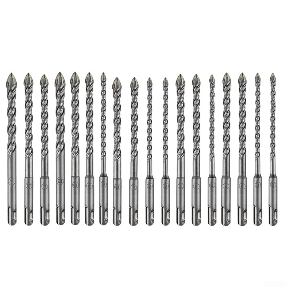 Cross Drill Bit 6 8 10 12MM YG8 Carbide SDS-PLUS Shank For Precision Drilling In Tile Brick And Concrete (6+8+10+12MM)