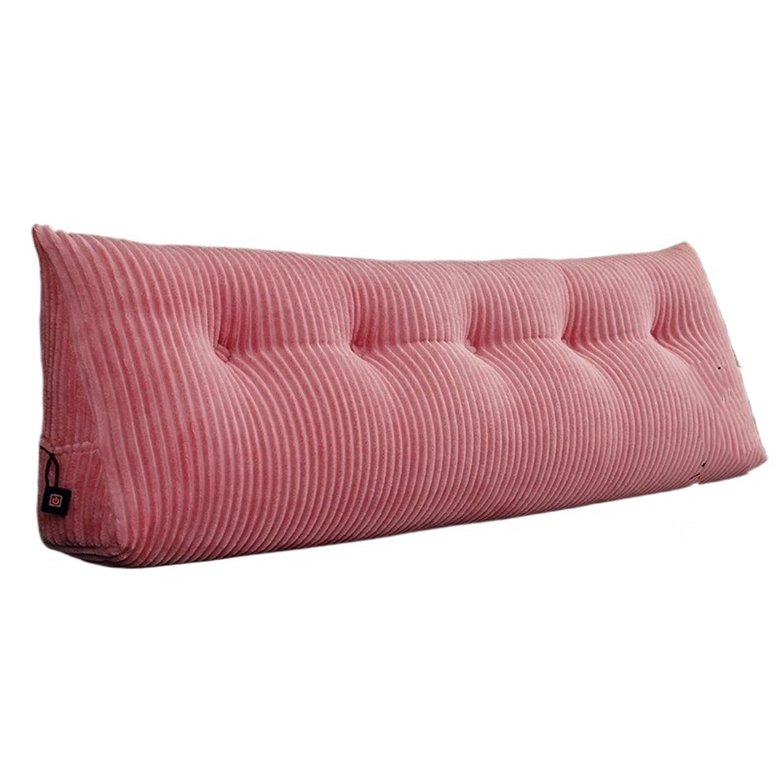 JANXELNOVA 1pc Triangular Large Bolster Backrest Pillow, Double Bed Headboard Cushion, Lumbar Support For Sofa Daybed Tatami, Removable(Pink,50x180cm)