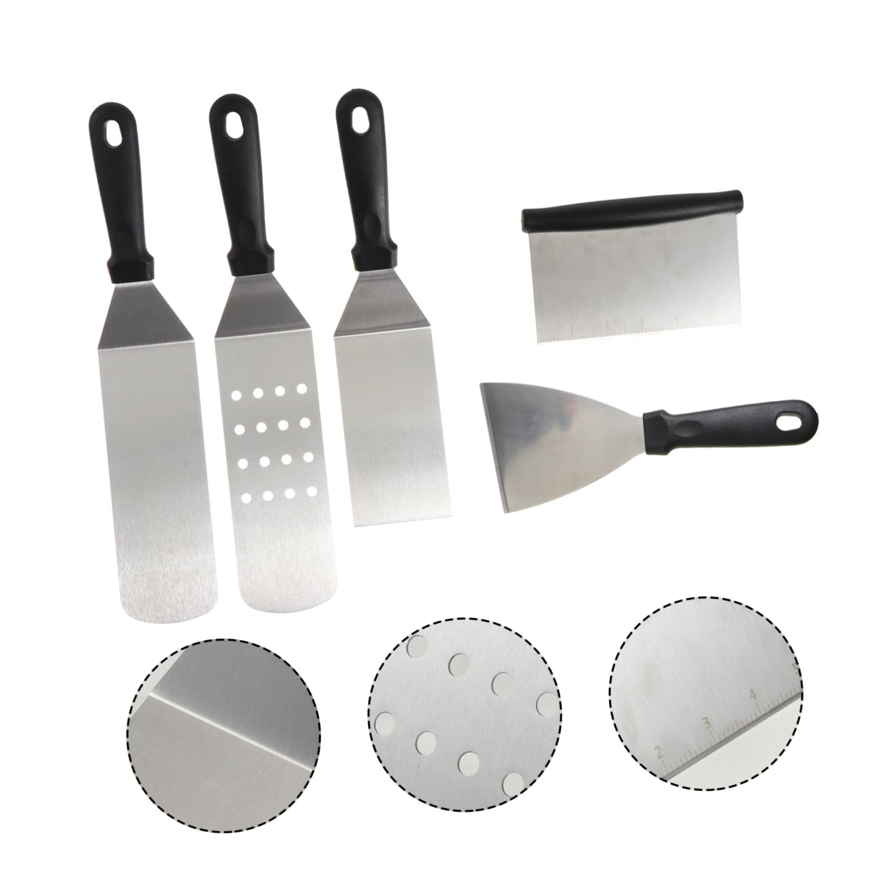 Pizzaschieber 5 Stück aus Edelstahl und Kunststoff, Silber