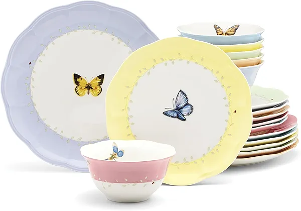 Lenox 897801 Butterfly Meadow Colors 18-Piece Dinnerware Set