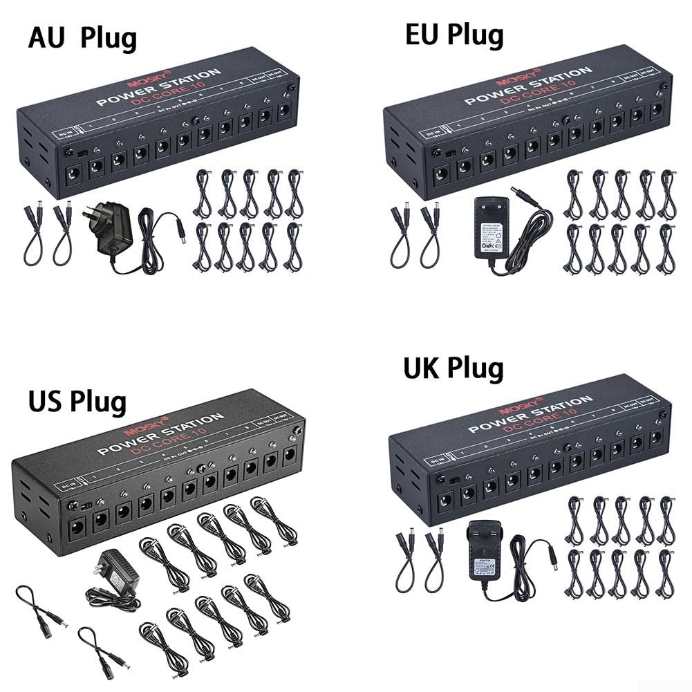 Fuente de alimentación para pedal de efecto guitarra, 10 salidas de CC aisladas, 9 V, 12 V, 18 V-UK