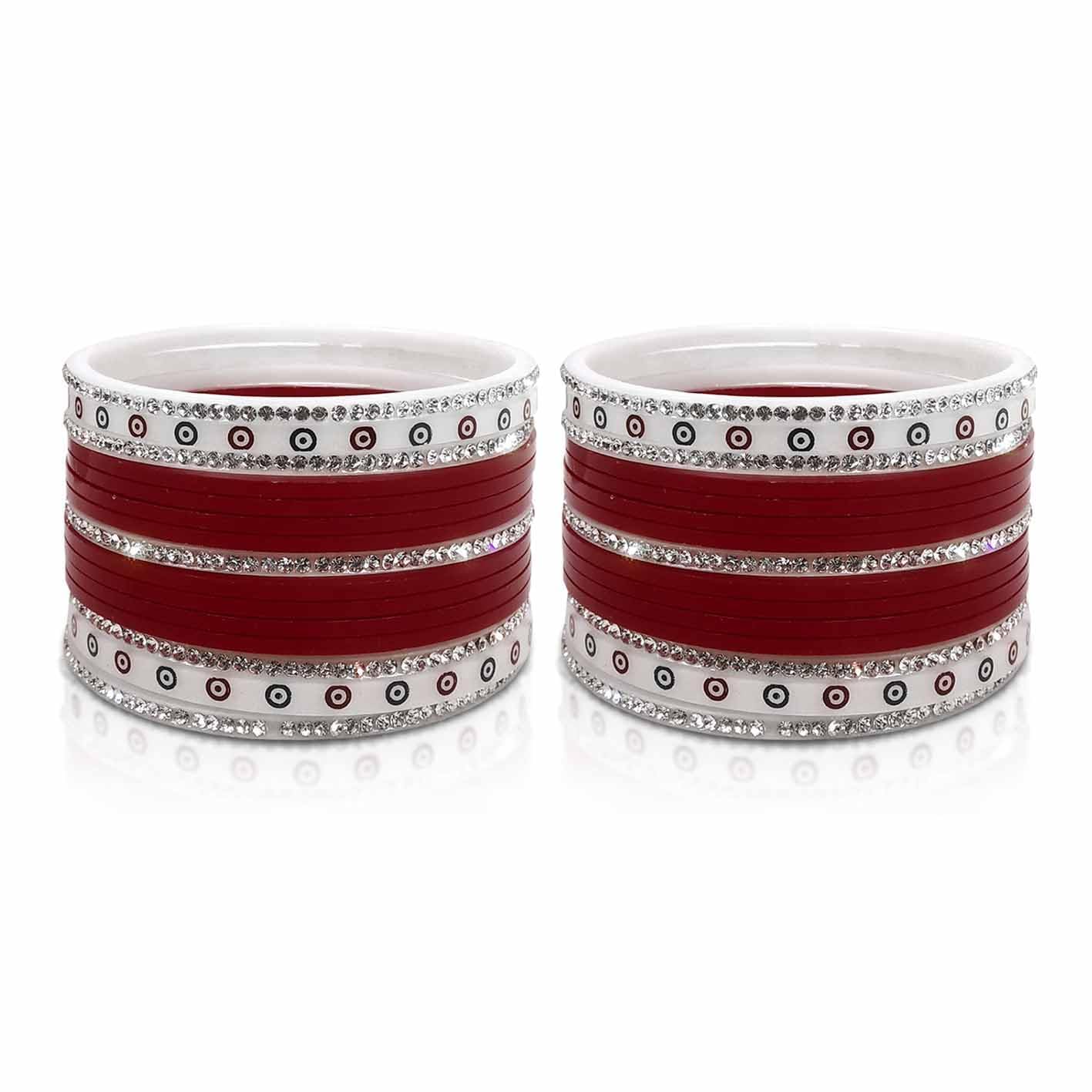Maroon And White Designer Stylish Fashional Punjabi Bridals, Weddings, Karwachauth Chudas Bangle Set ((2 X 8 Size)) (B0CLVKS5LP) Amazon Price History, Amazon Price Tracker