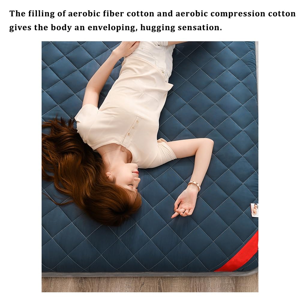 WYWY Colchón Futón Japonés, Alfombra Tatami Plegable para Suelo - Grueso y Cómodo, Ideal para Sofá, Dormitorio, Camping, Yoga y Relajación | Fácil de Transportar, Enrollable y Ligero(Gray,150x200cm)