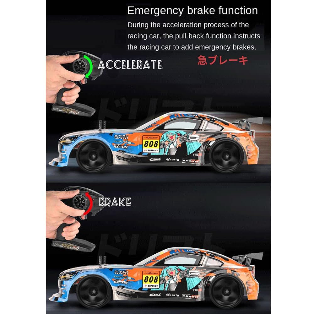 WOLWES Auto RC Auto da Corsa a Drift Veloce da 70 km/h, Veicolo RC da Arrampicata Elettrico da 2.4 Ghz Buggy RC da Drift Elettrico ad Alta velocità 4WD, Camion Giocattolo per Hobby con 2 Batterie, Reg