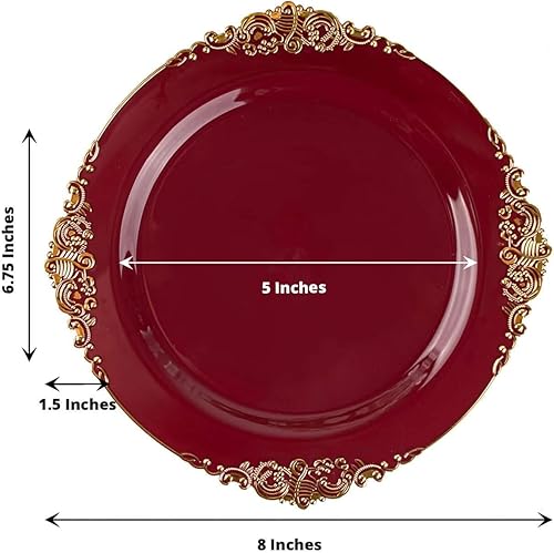 Miniatura 113 de Efavormart - Paquete de 10 platos llanos redondos de plástico de 10 pulgadas en verde salvia vintage, platos desechables barrocos en relieve