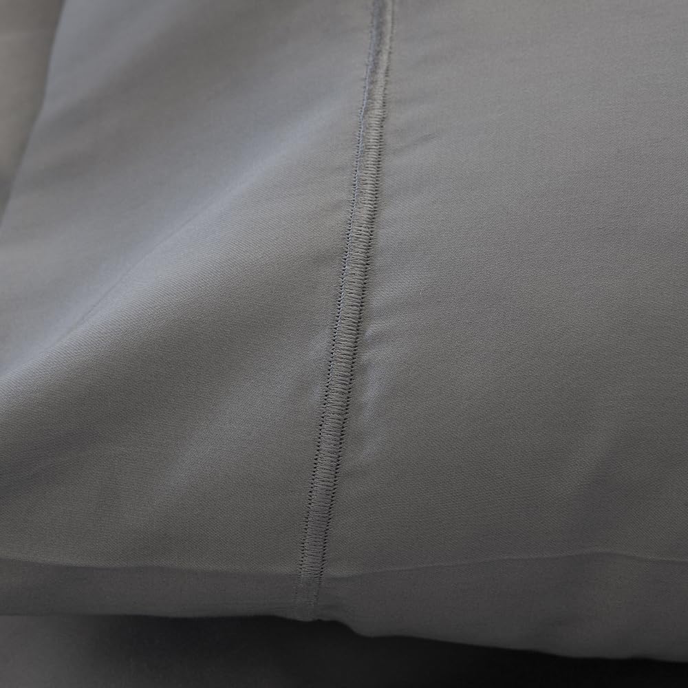COTTON ARTean Zestaw satynowej pościeli, egipska bawełna, liczba nici 300, szary, do łóżek 90 x 190/200, 100% egipska bawełna, szary.