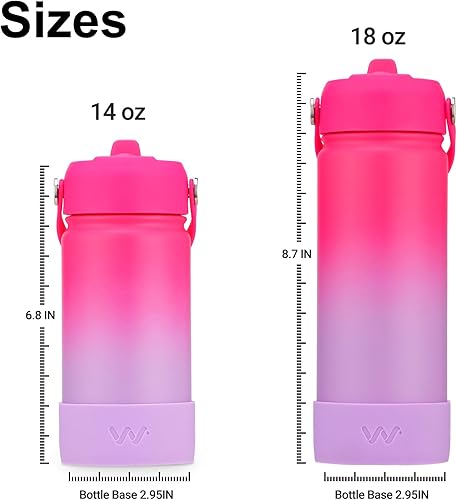 Miniatura 6 de WEREWOLVES Botella de agua para niños de 14 onzas con tapa con pajilla, correa para el hombro y botas, botellas de agua metálicas aisladas de acero