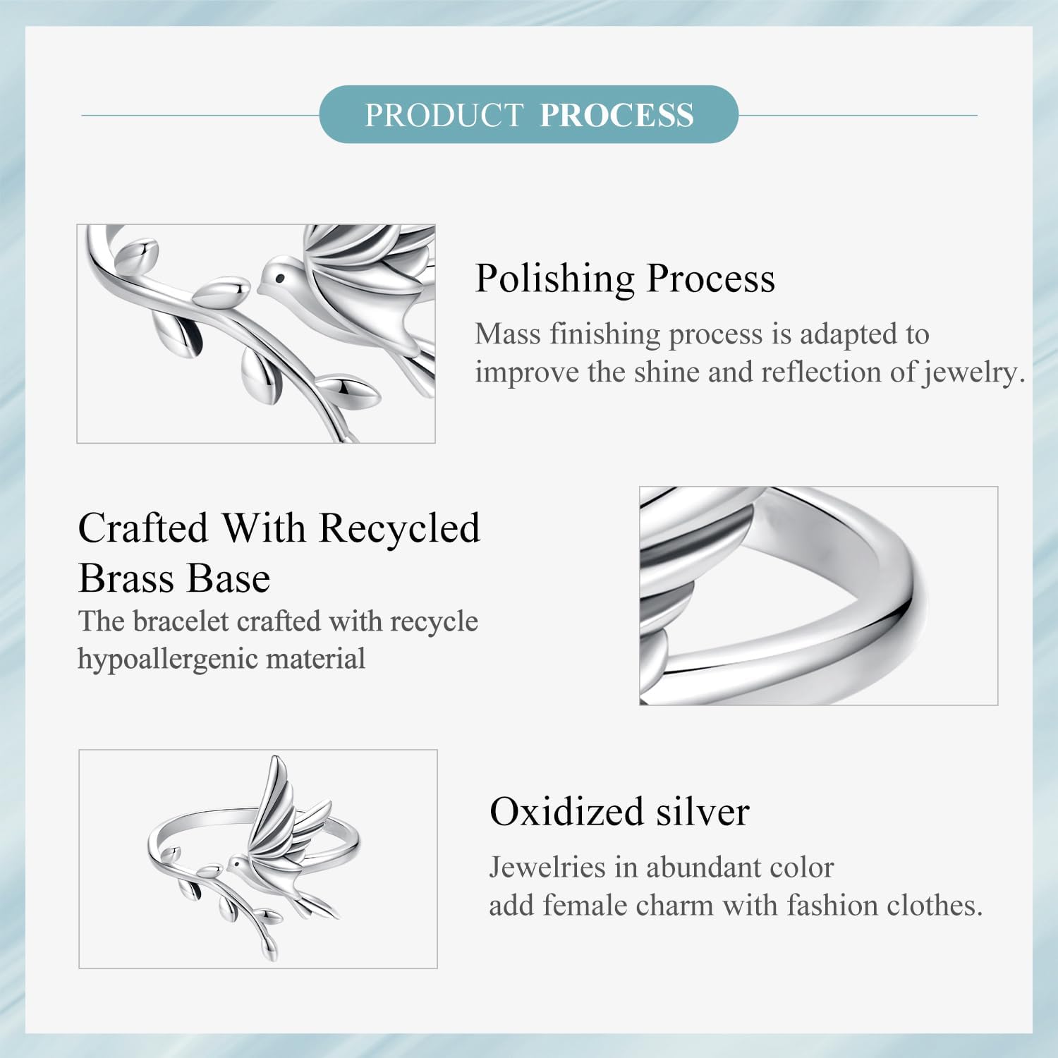 WOSTU Animal Open Adjustable Ring Playful Cat Dachshund Snake Koi Fish Hummingbird Bat Heart Feather Stacking Ring for Women, Sterling Silver Plated Pet Memorial Jewelry Gift for Cat Lovers - Image 7