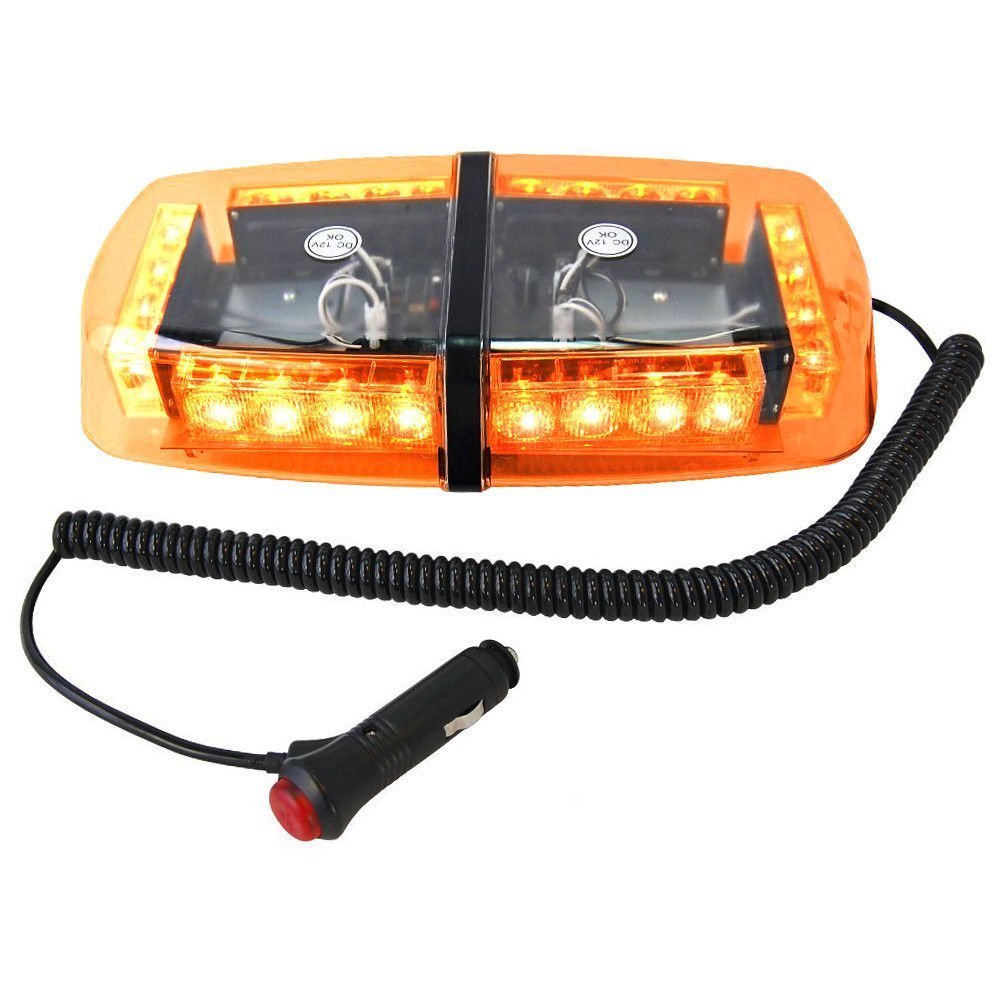 HQRP Ultra Bright Mini Strobe Bar 24-LED Amber Emergency Hazard Warning Flashing LED Light for Excavator, Forklift, Over-The-Road, Trucks, Trailers, Car