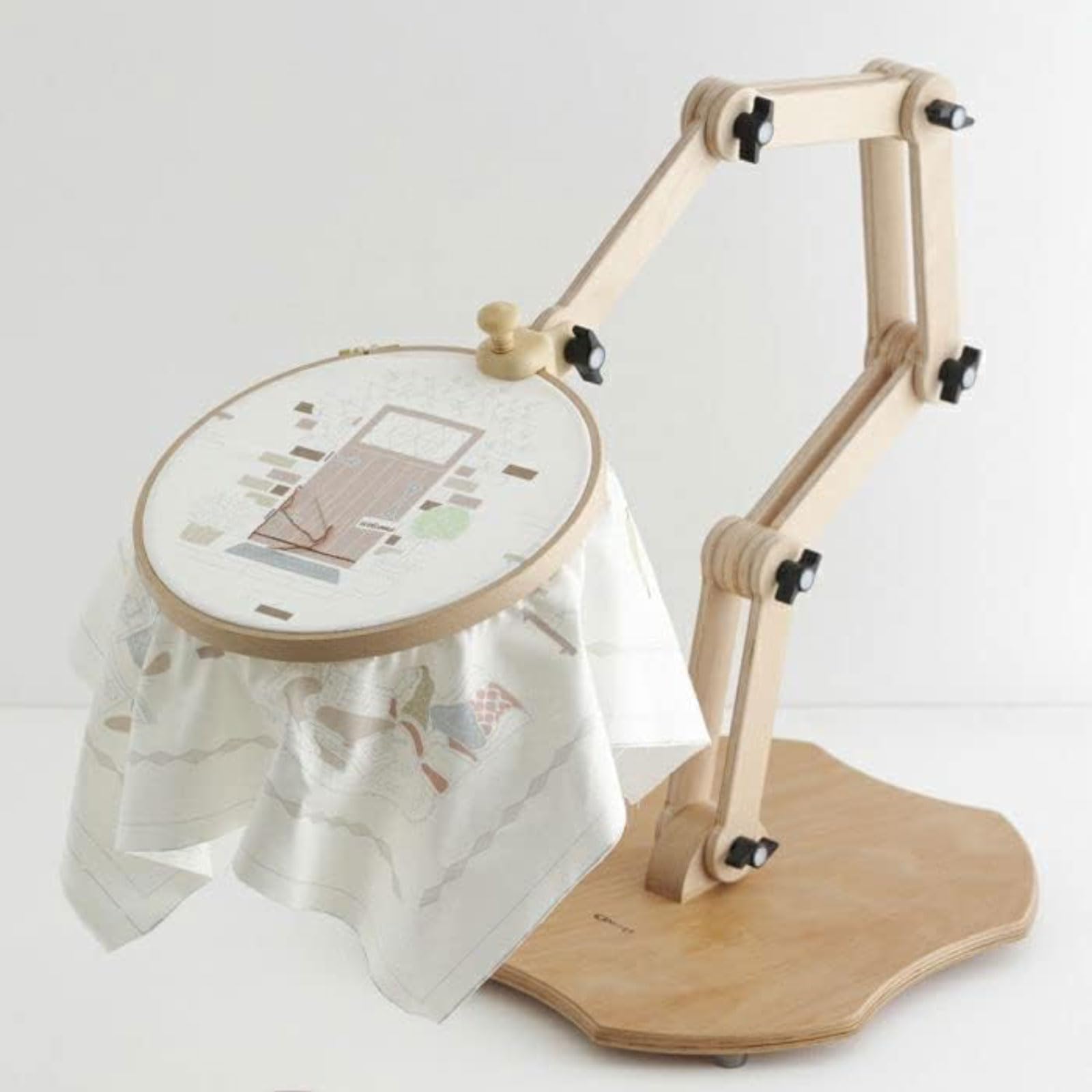 Soporte de bordado Soporte de aro de bordado, soporte de mesa de bordado ajustable, hecho de madera natural pulida a mano, ideal para bordado a mano Punto de cruz