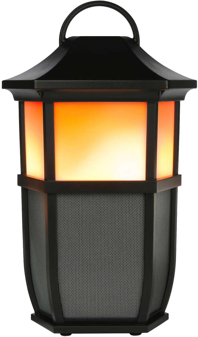 Acoustic Research speaker with an orange flickering flame light effect.