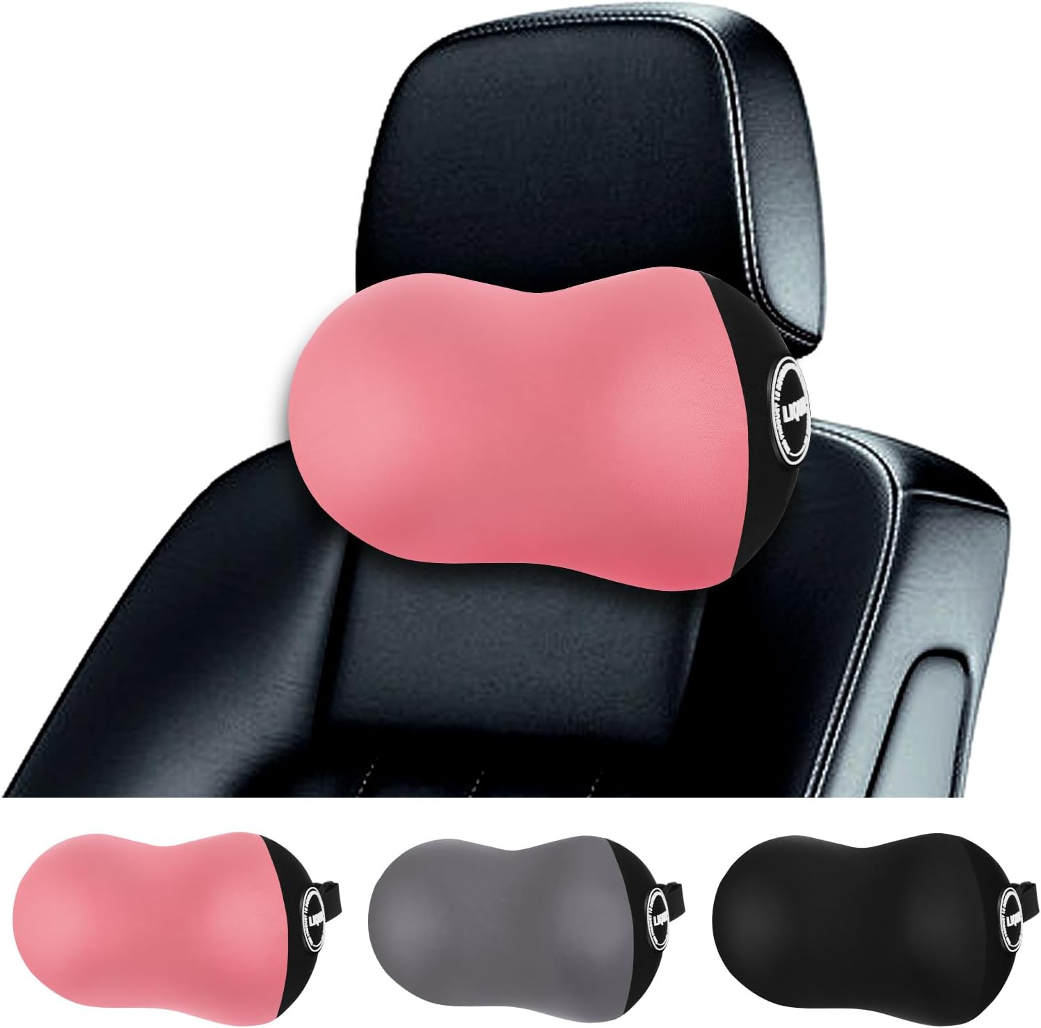 LIQUN Car Seat Neck Pillow, Skin Friendly Car Head Pillow, Memory Foam Neck Support, Driving to Relieve Neck Pain and Shoulder Pressure, (Pink)