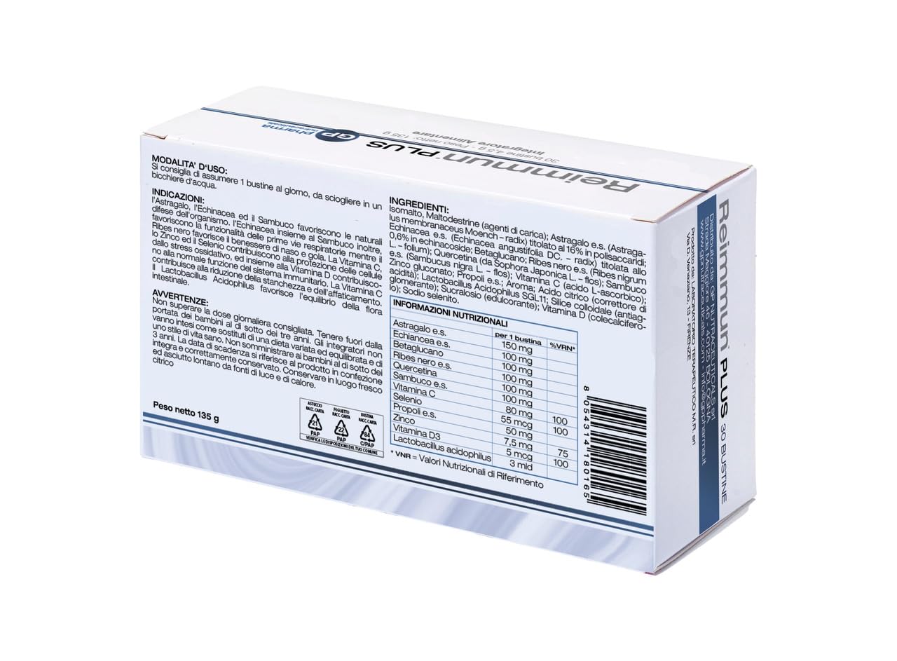 Reimmun Plus® Integratore Nutraceutico utile per rinforzare il sistema immunitario e per proteggere le cellule dallo stress ossidativo