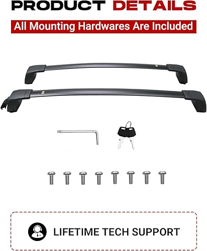 Miniatura 9 de Barras transversales bloqueables para Hyundai Santa Fe 2019 2020 2021 2022 2023 Accesorios de carga para portarieles de techo