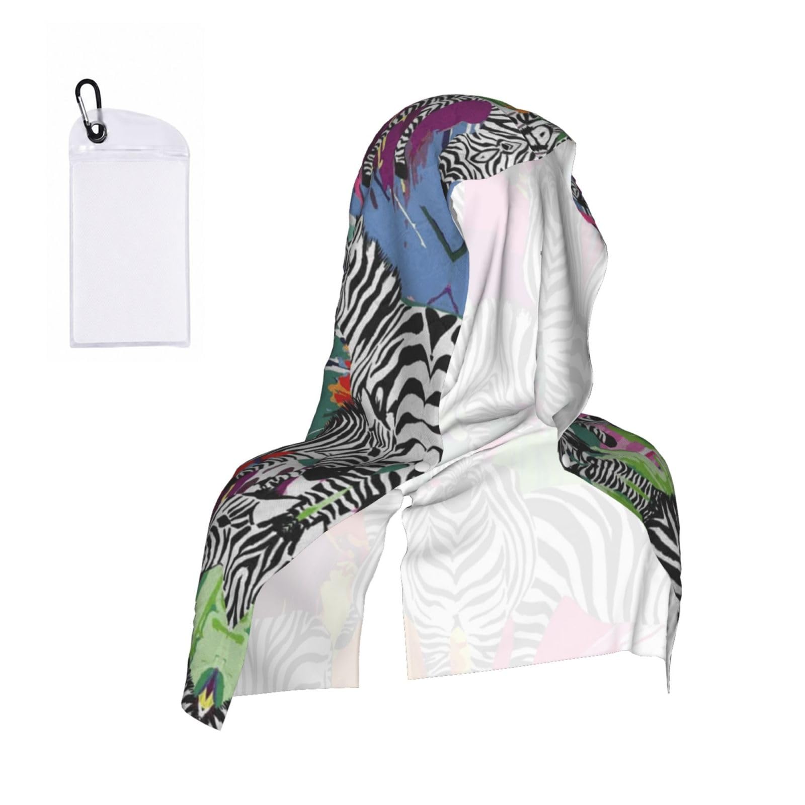 EZDLOWVBA Zebra Print 2 Pack Cooling Hoodie Towels,Sports Headscarf, Neck Wrap Scarf,Breathable Cooling Towel For Neck And Face, Travel, Swimming, Training