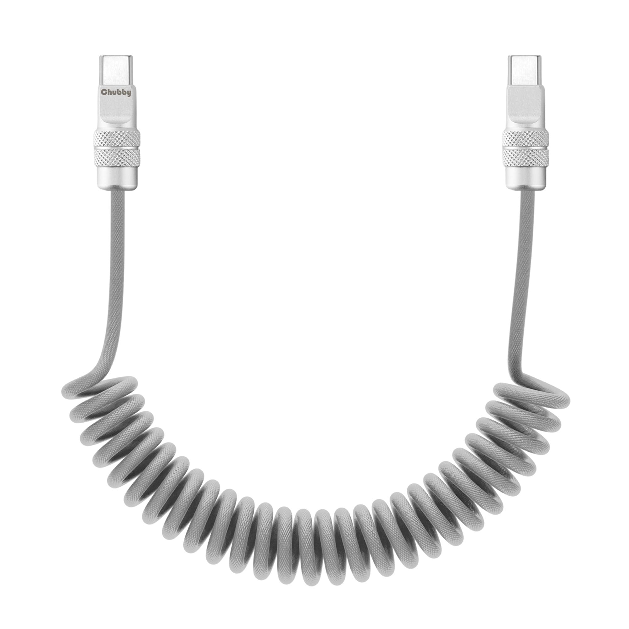 Curly Chubby Autofreundliches Schnellladekabel Langlebiges USB A auf Typ C Ladekabel Anschluss für Handys, Tablets und mehr, Grau, CC