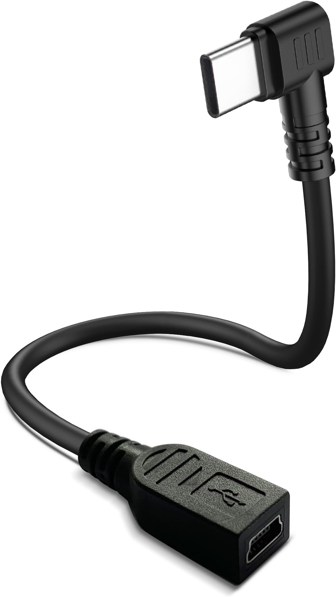 USB-C Male to Mini USB Female Adapter, 90 Degree Converter for Dash Cam Hardwire Kit and More USB Devices (Only for Charging)