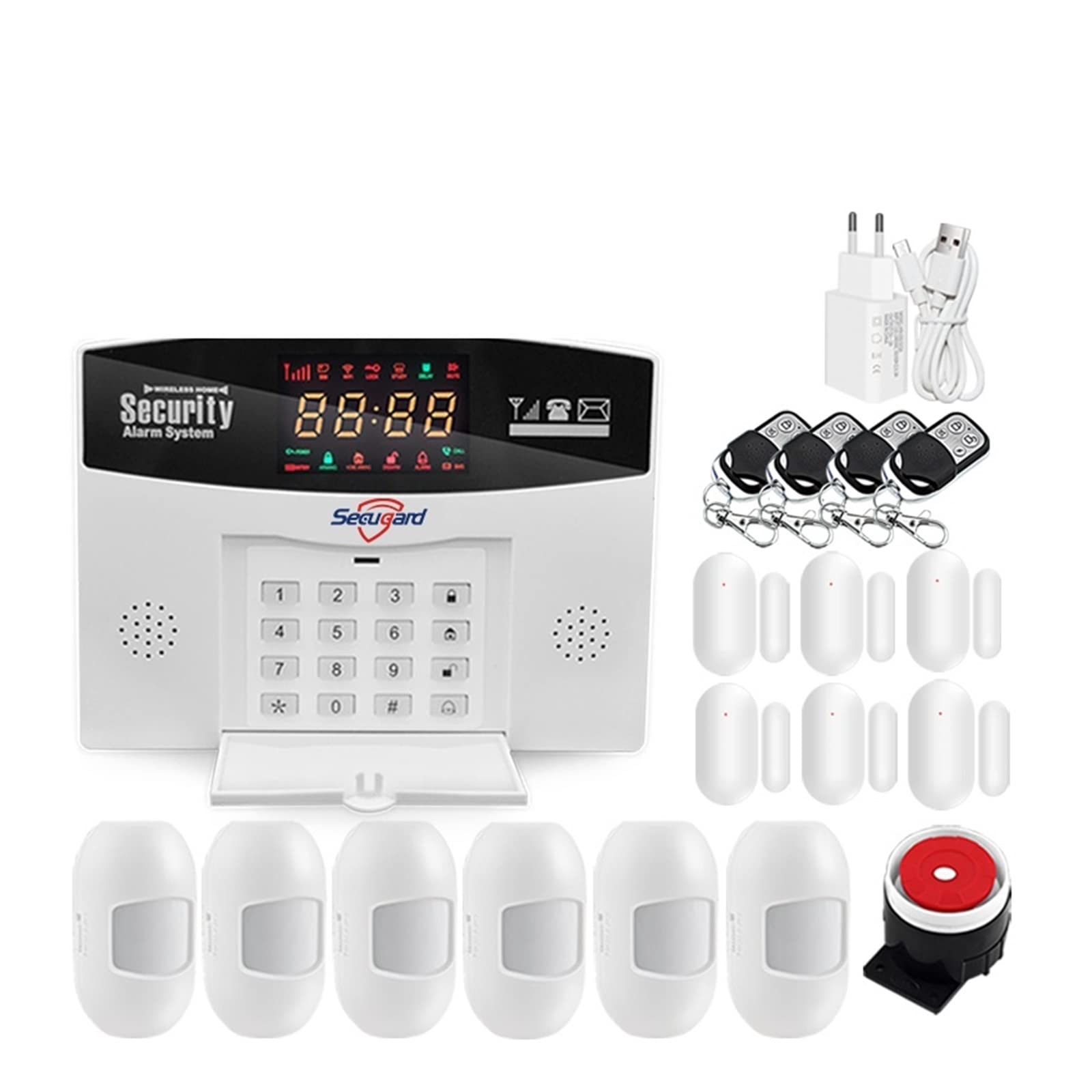 Kit Allarme Casa, Tuya Wifi GSM di allarme Wireless Smart Home Burglar Security Alarming Kit Control Control Control(A)