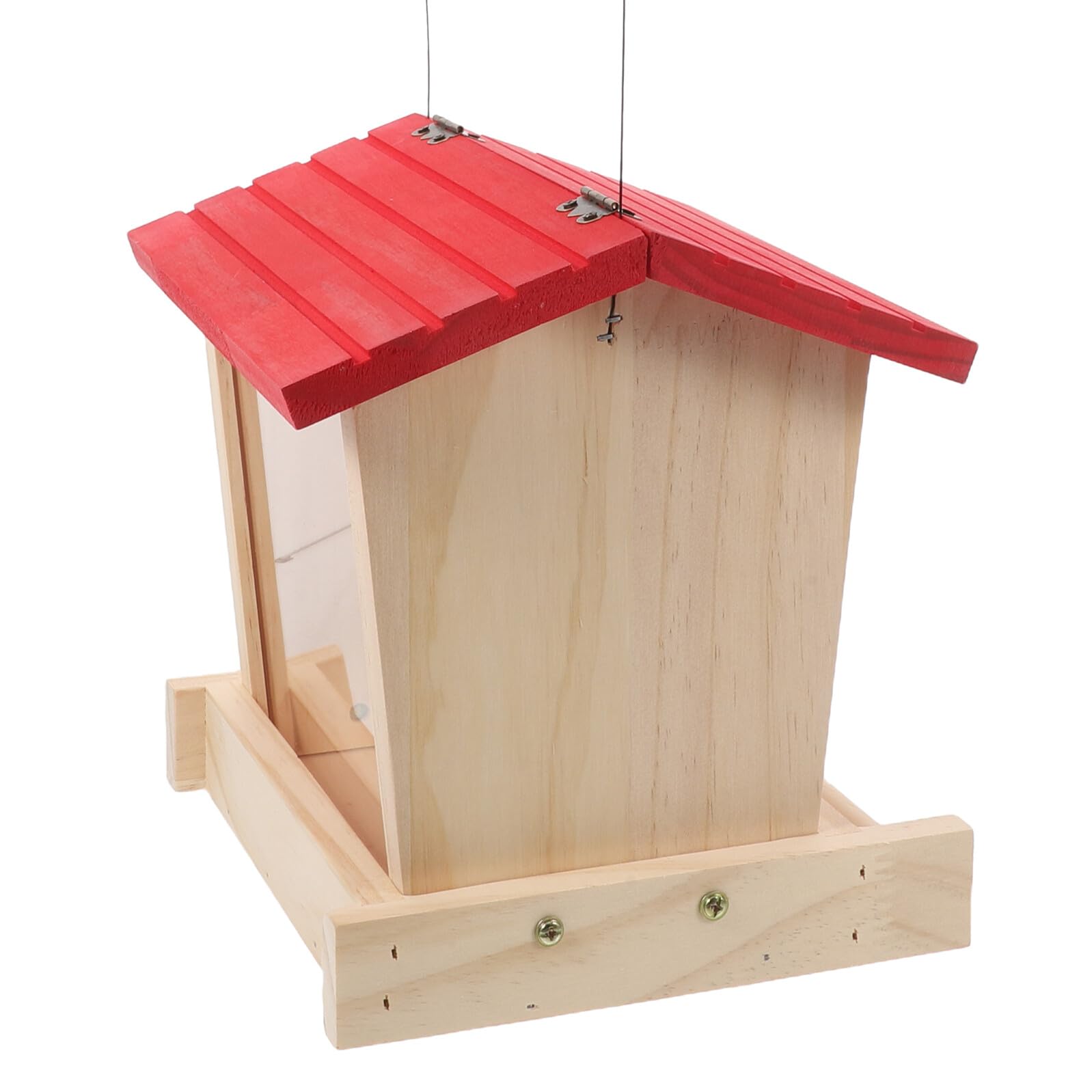 Beaupretty Hängender Vogelfutterspender aus Naturholz Wetterfestes Vogelhaus mit Sitzstangen Futterstelle für Wellensittiche Kanarienvögel und Kolibris Geeignet für Garten und Balkon