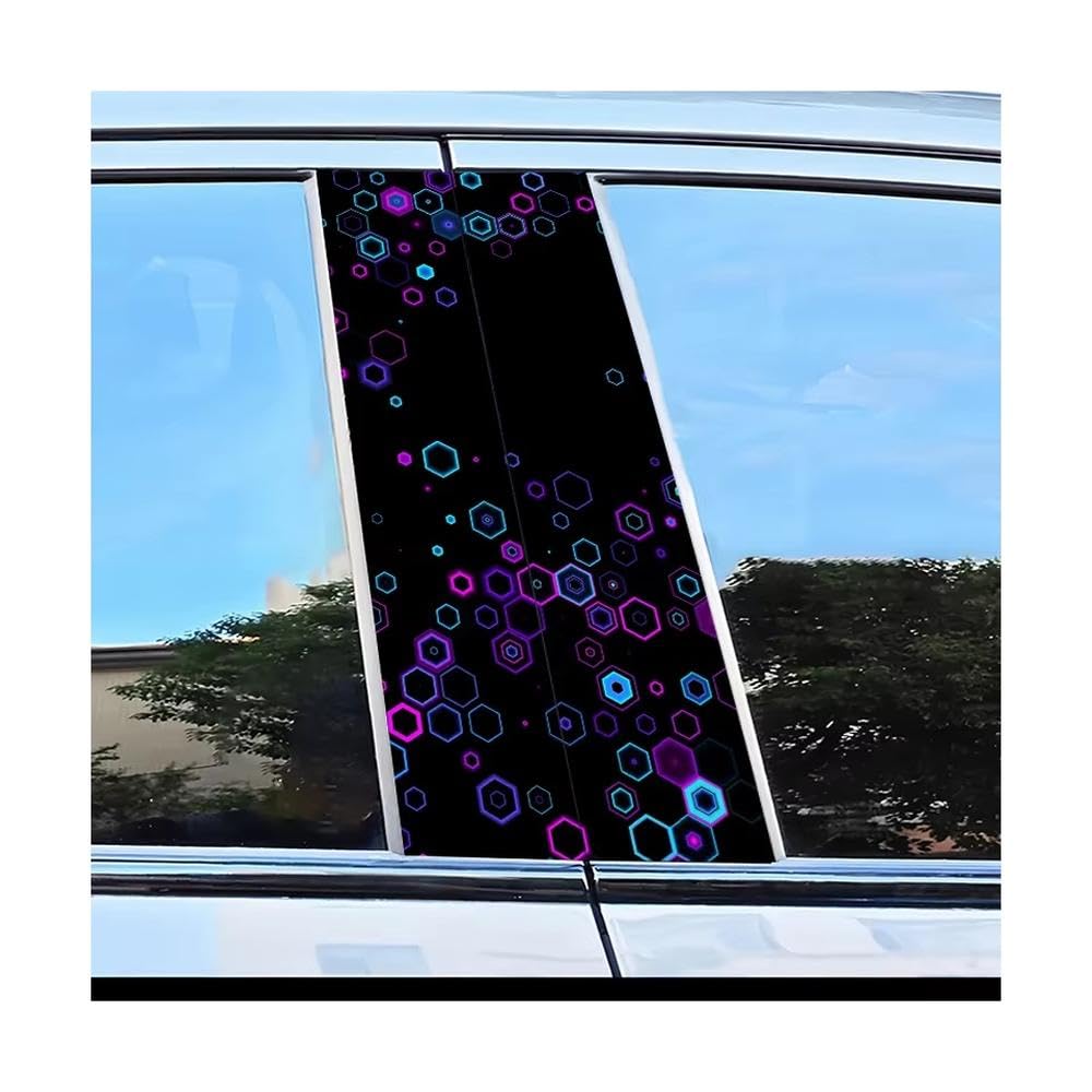Bertdcx One Color 2 Car Center Pillar Stickers Hexagon B-Pillar Scratch Protection Auto Parts