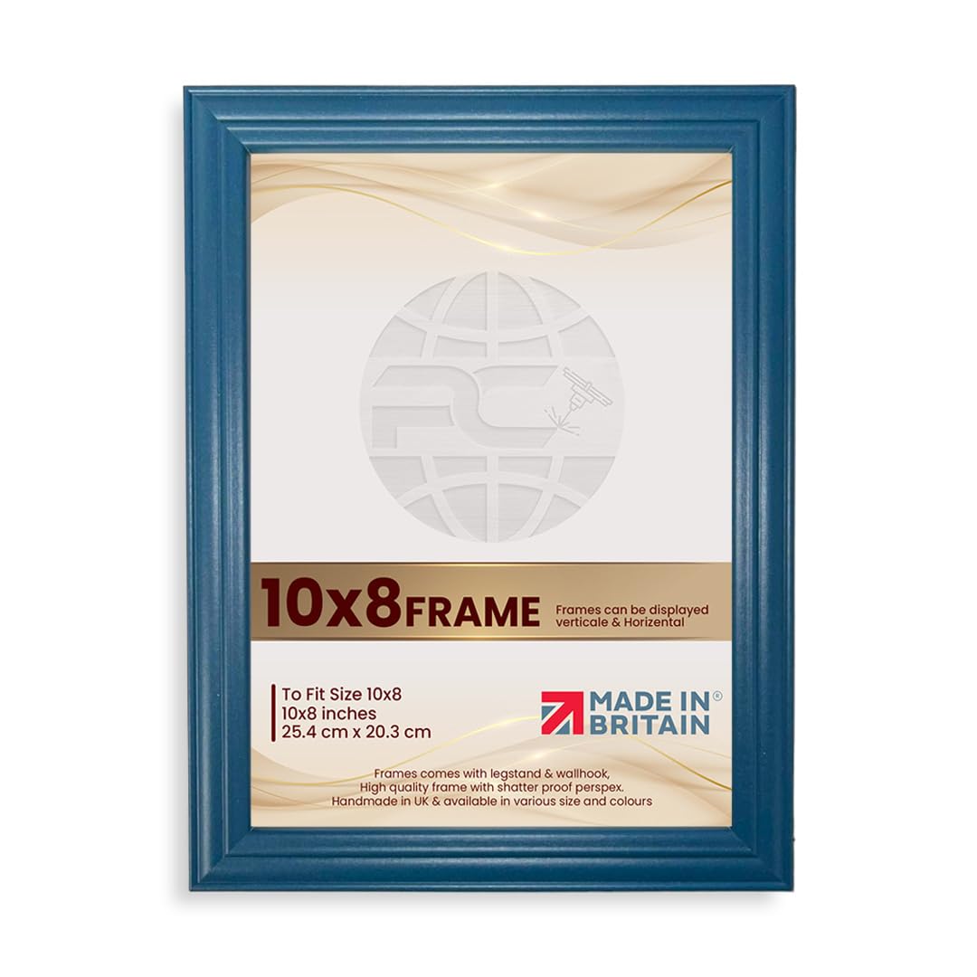 Procut Global Picture Frames 10x8 Navy Blue - Classic 10x8 Frames With Safe Perspex Front & Wall Hanging Hooks - Premium Synthetic Wood - Handmade Frames โ image 1