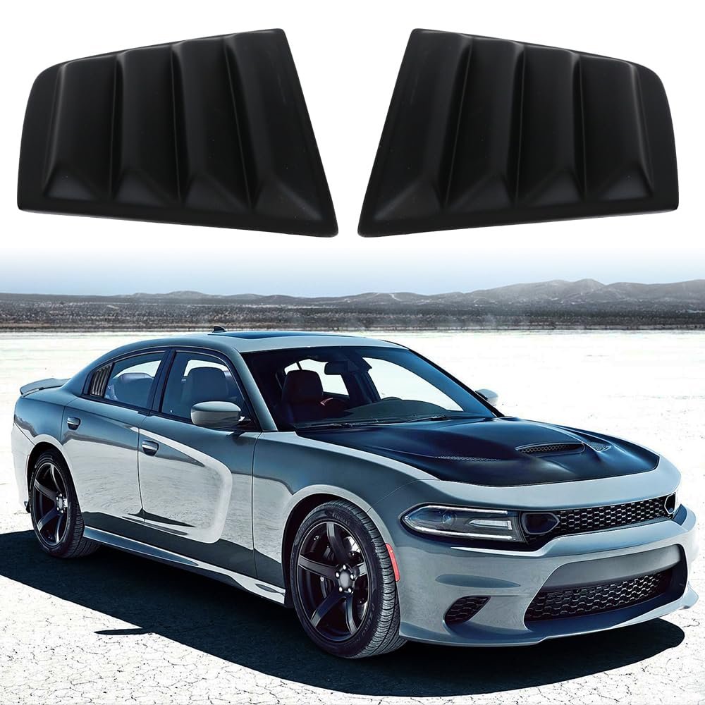 MODILOVER Side Window Louvers, Compatible with 2011-2023 Dodge Charger, Polypropylene(PP) Matte Black V2 Style Air Vent Scoop Shade Cover Blinds, 2PCS