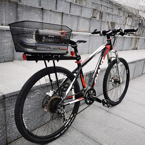 BINOTHINK Fahrradkorb Hinten, Metall Groß Fahrrad Korb Stabil Hinten, Fahrradkorb Gepäckträger Korb mit Montagezubehör für Kleiner Hund Einkaufen Picknick Schulranzen (M)