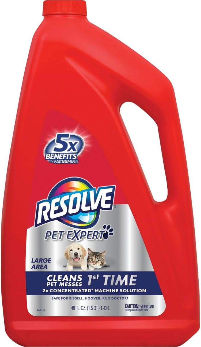 Resolve Pet Carpet Steam Cleaner Solution, 288 fl oz (6 Bottles x 48 oz), 2X Concentrate (Pack of 6)